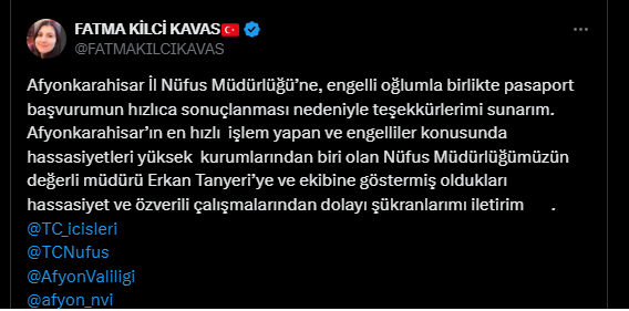 Engelli Annesi Nüfus Müdürlüğü’nün  Hassasiyetini Örnek Gösterdi