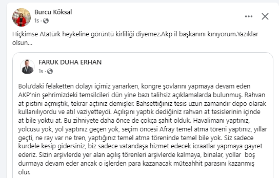 Köksal’dan Şahin’e “Yazıklar Olsun” Eleştirisi