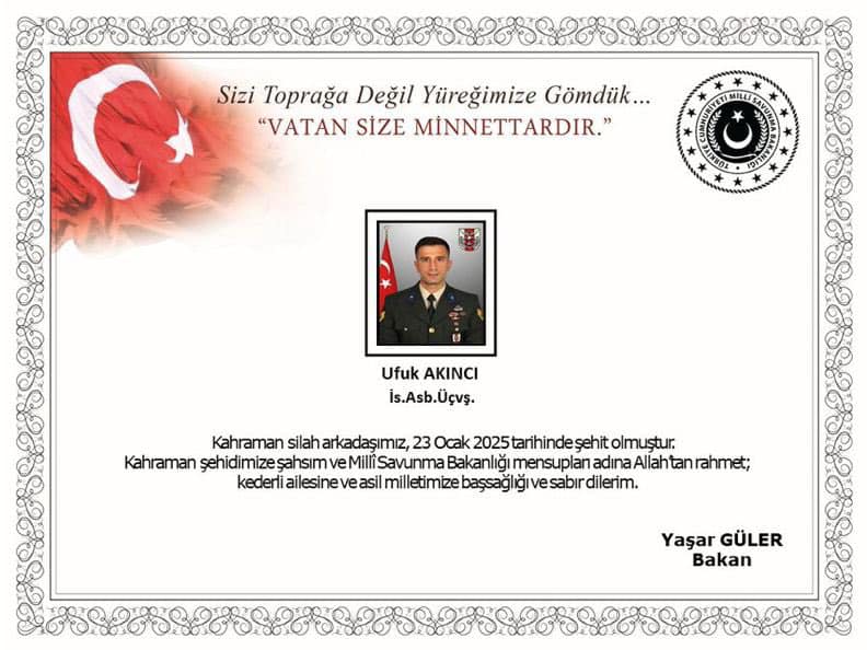 Pençe-Kaplan Operasyonu Bölgesinde 1 Asker Şehit Oldu
