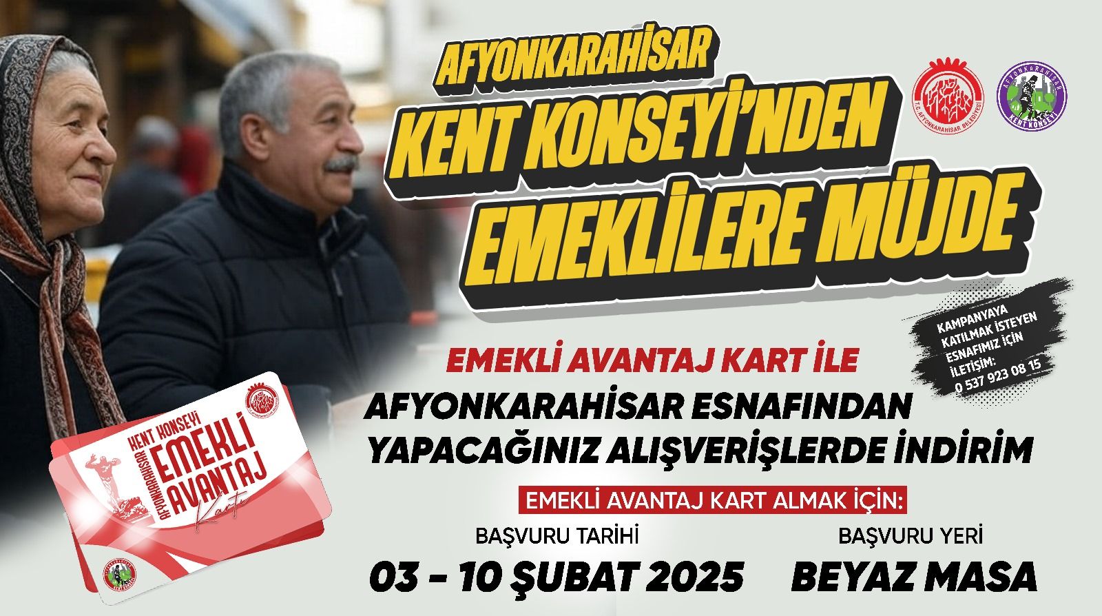 Afyonkarahisar’da Emekli Avantaj Kart Projesi Başlıyor