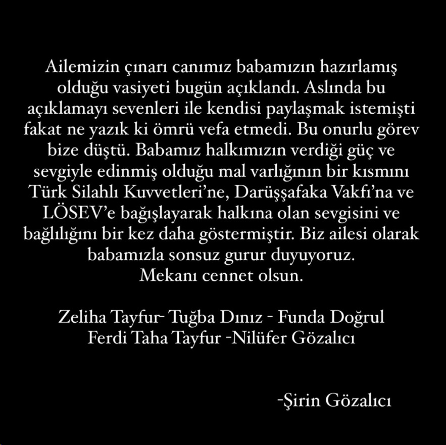 FERDİ TAYFUR’UN VASİYETİ AÇIKLANDI MİRASININ BİR KISMINI BAĞIŞLADI