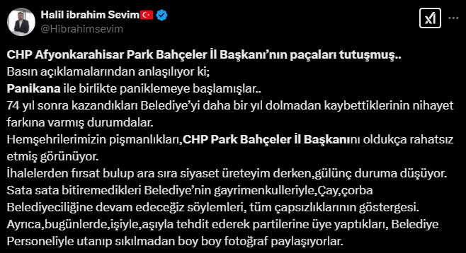 AK PARTİLİ SEVİM ''PAÇALARI TUTUŞMUŞ''