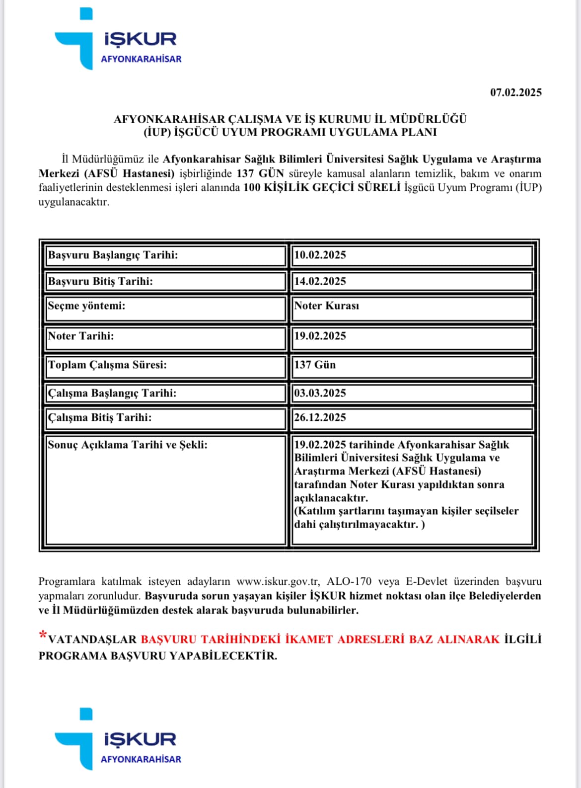 Milletvekili Arslan Duyurdu!  AFSÜ Hastanesine 100 Temizlik Personeli Alınacak