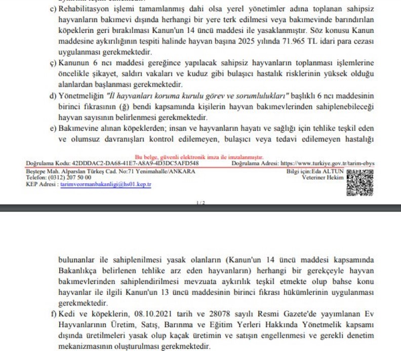 TARIM VE ORMAN BAKANLIĞI 81 İL VALİLİĞİNE YAZI GÖNDERDİ