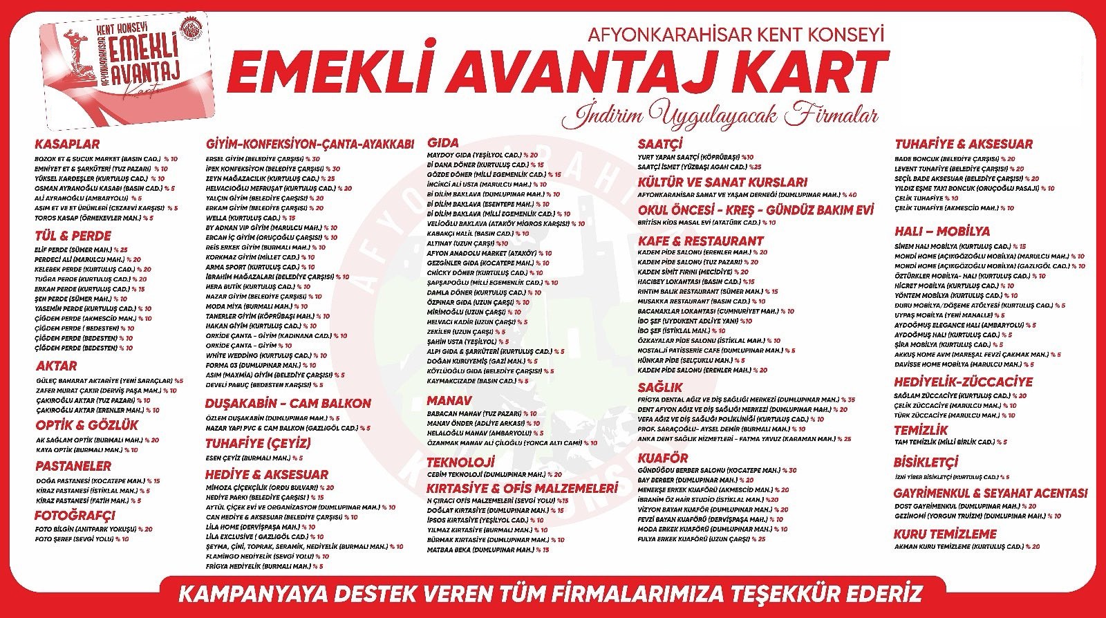 SOSYAL BELEDİYECİLİKTE EMEKLİLERE ÖZEL İNDİRİMLER İŞTE TAM LİSTE