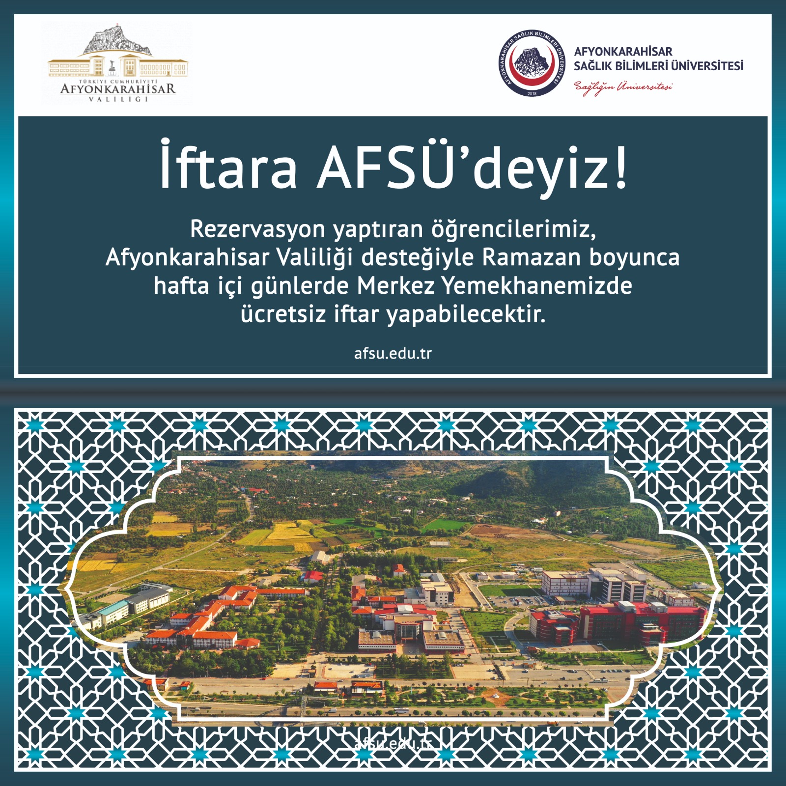 AFSÜ Öğrencilerine Ramazan Boyunca Ücretsiz İftar Desteği