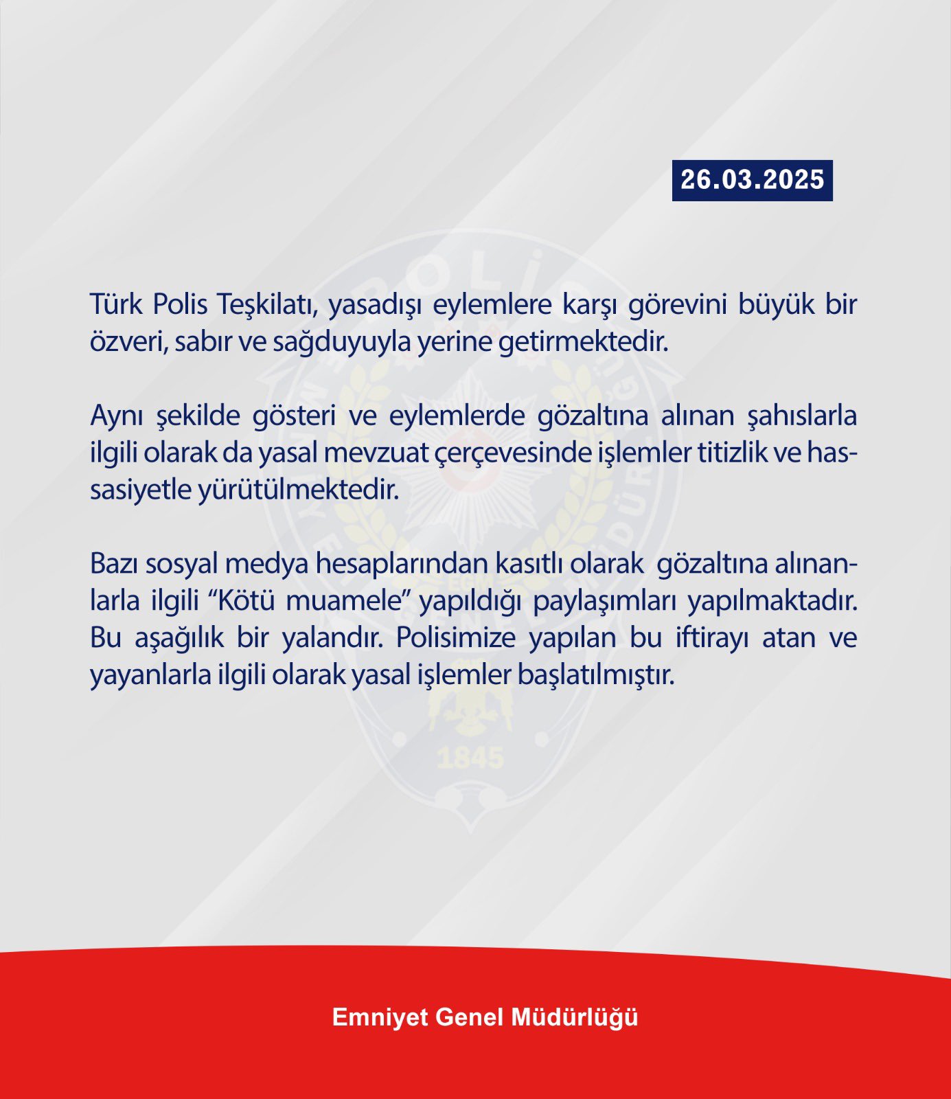 POLİSE YÖNELİK İFTİRALARA GEÇİT YOK EGM HAREKETE GEÇTİ