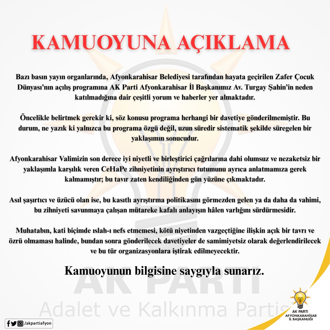 “Söz konusu programa herhangi bir davetiye gönderilmemiştir”