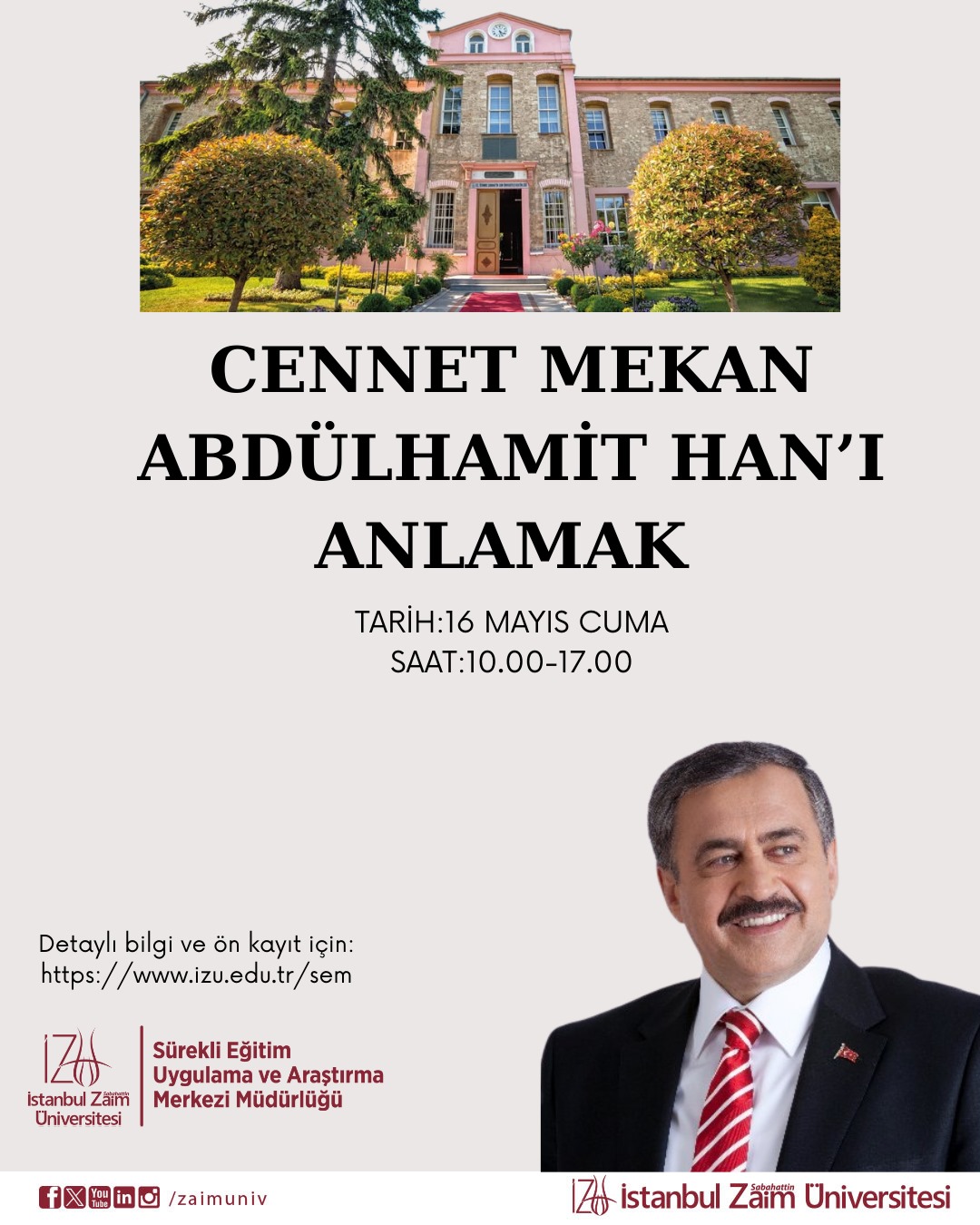 Prof. Dr. Veysel Eroğlu, Sultan Abdülhamit Han'ı Anma Etkinliğinde Konuşacak