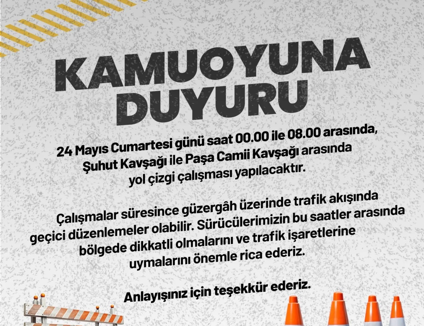 Afyon'da Yol Çizgi Çalışması Yapılacak Hangi Yollar Trafiğe Kapatılacak!