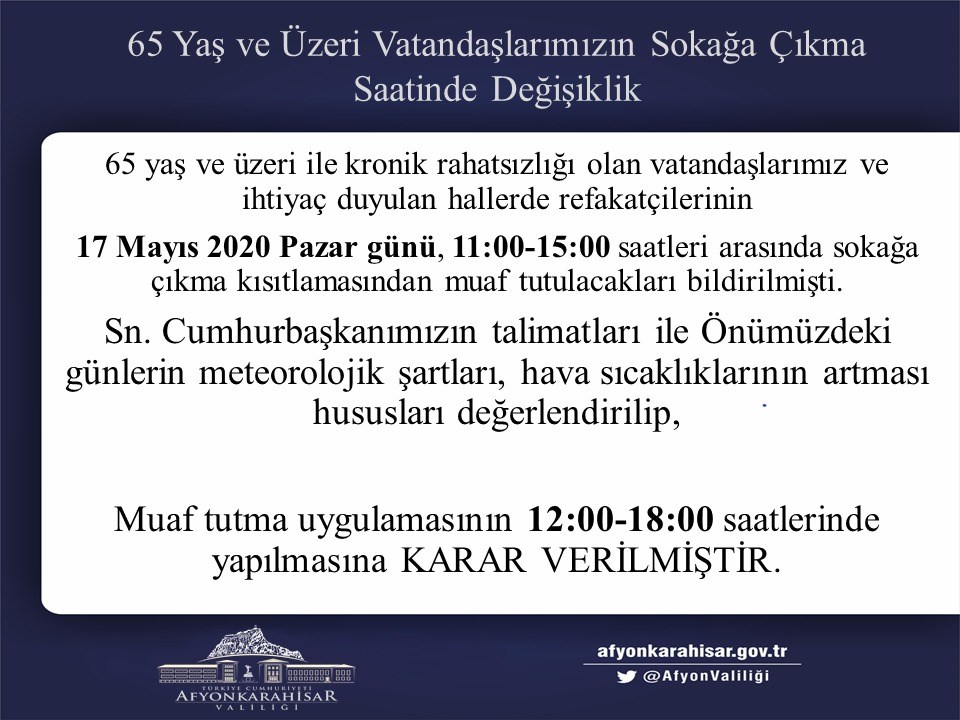 SOKAĞA ÇIKMA SAATLERİNDE DEĞİŞİKLİK