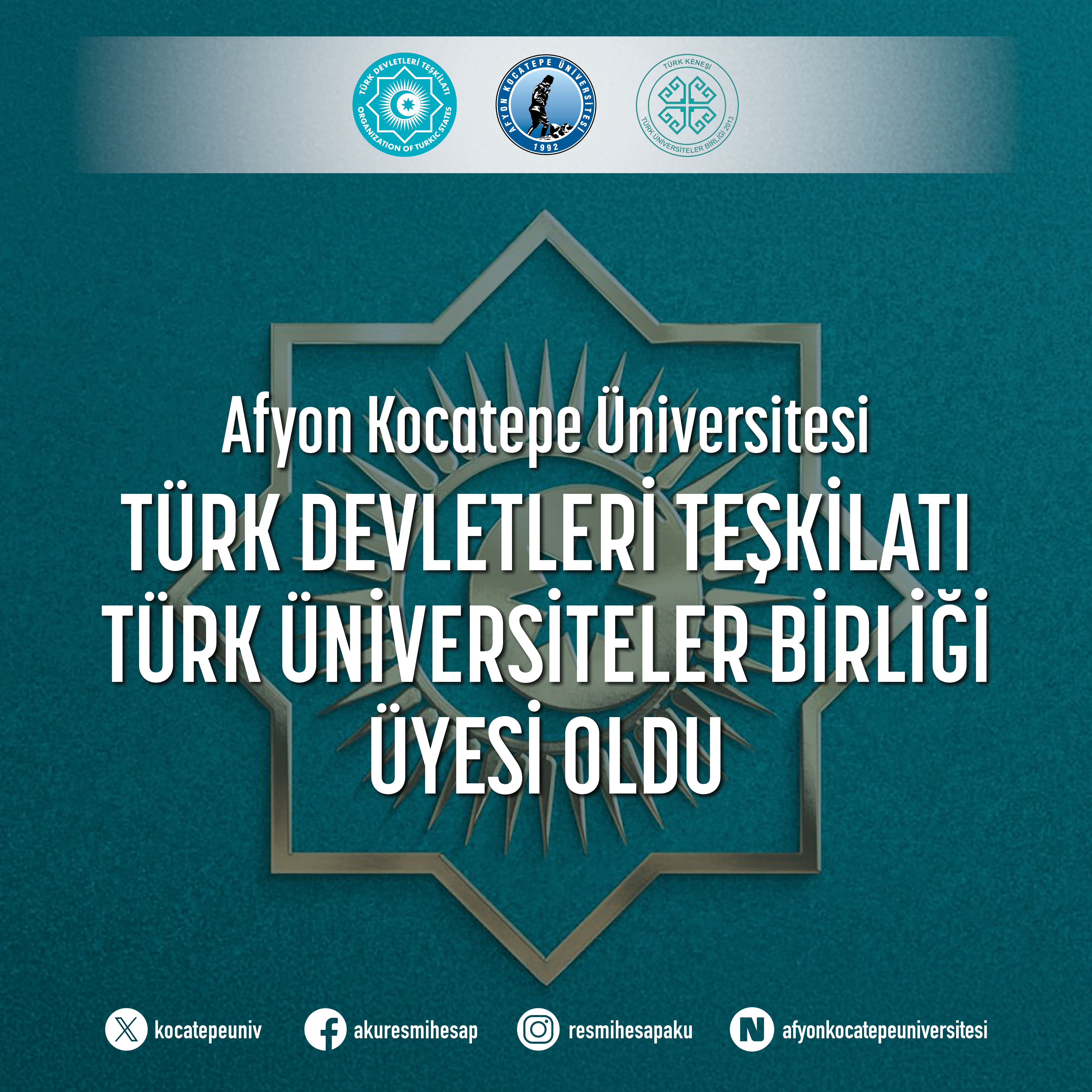 AKÜ, Türk Üniversiteler Birliği’ne Katıldı