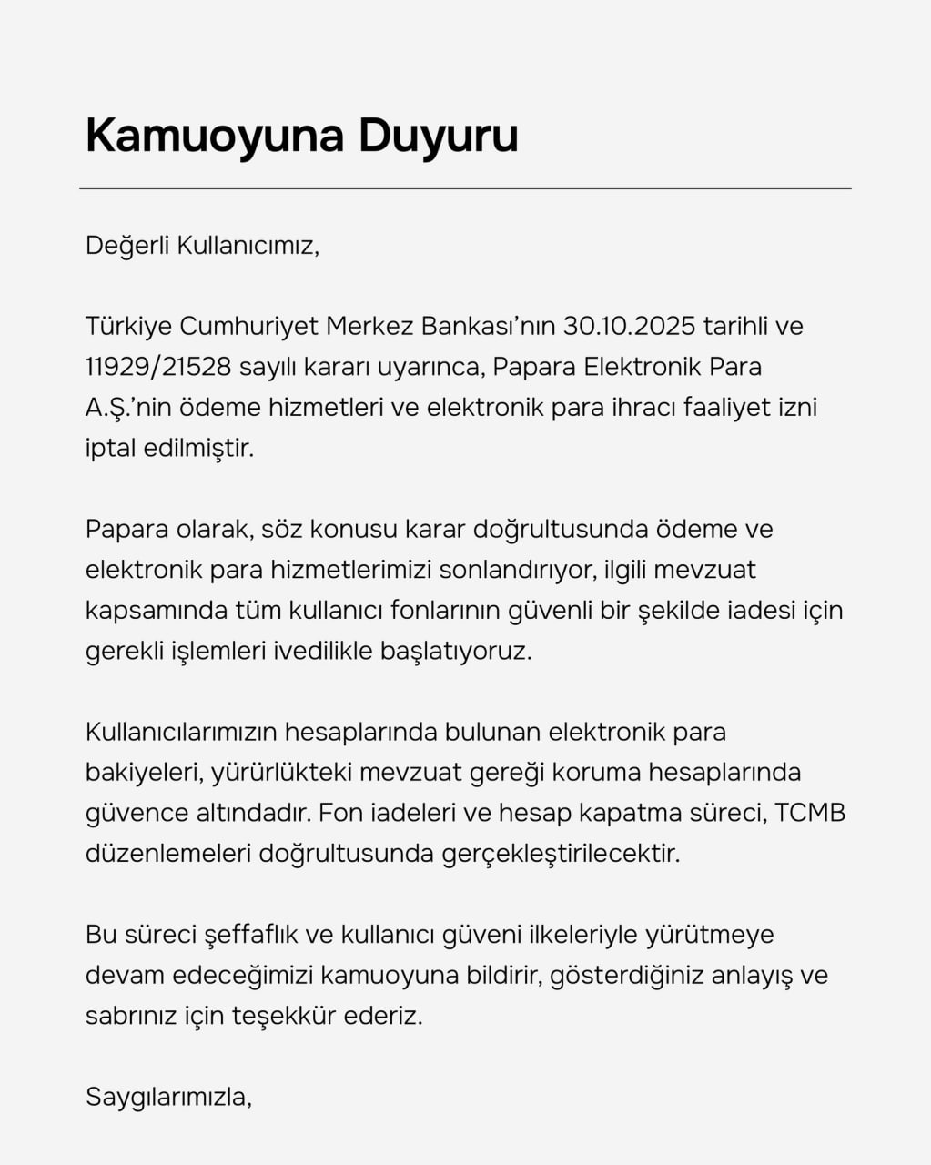 Kullanıcılar İçin İade Süreci Başladı