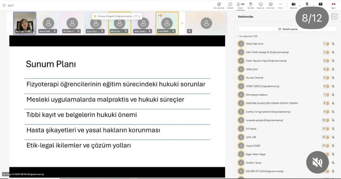 AFSÜ’de “Fizyoterapide Hukuk ve Etik” Eğitimi Düzenlendi