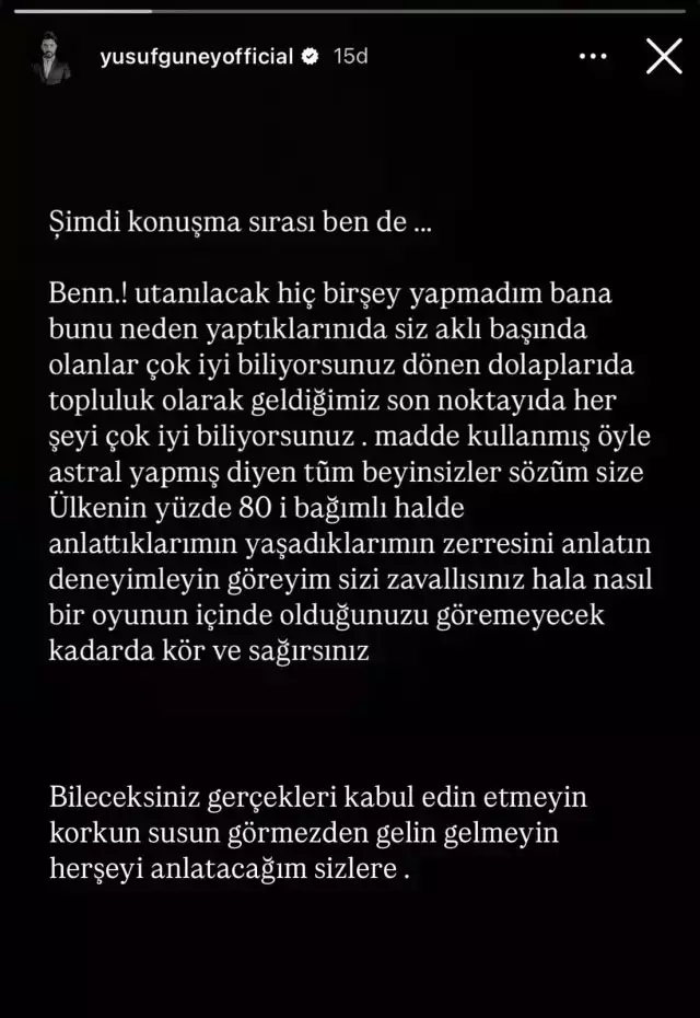 Uyuşturucu Testi Pozitif Çıkan Yusuf Güney'den Açıklama