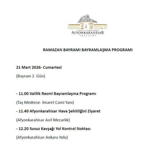 Afyonkarahisar’da Bayramlaşma Programı Belli Oldu!