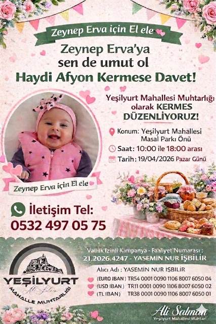 Minik Zeynep İçin Umut Kermesi: Afyon’da Yürekler Bir Oluyor