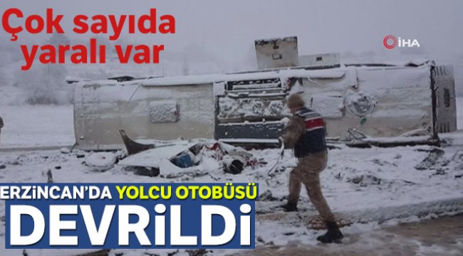 Erzincan’da yolcu otobüsü devrildi: 46 yaralı