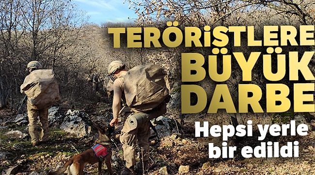 Teröristlere ait mevziler yerle bir edildi