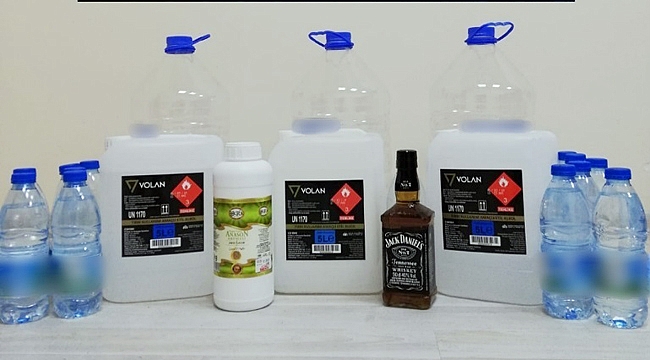 6,5 LİTRE SAHTE ALKOL ELE GEÇİRİLDİ