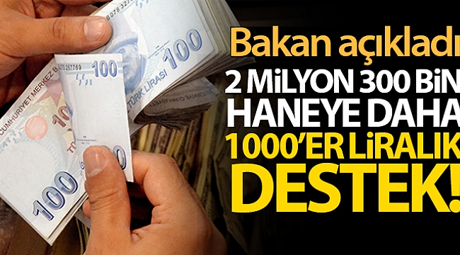 2 milyon 300 bin haneye daha 1000'er liralık destek!