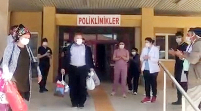 KORONA VİRÜSÜ YENEN 5 KİŞİ ALKIŞLARLA TABURCU EDİLDİ