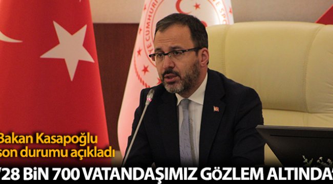 Bakan Kasapoğlu: '76 ildeki yurtlarda 28 bin 700 vatandaşımız gözlem altında'