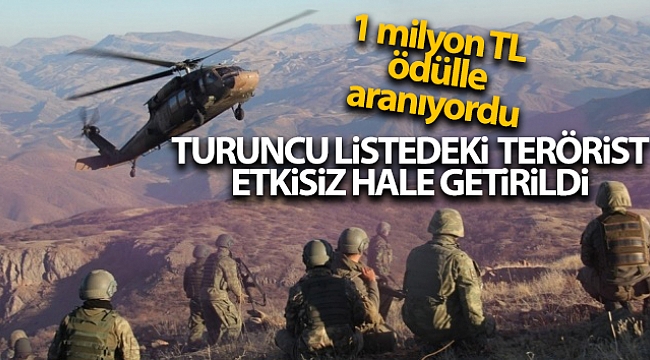 1 milyon liraya kadar ödülle turuncu listede aranan terörist etkisiz hale getirildi