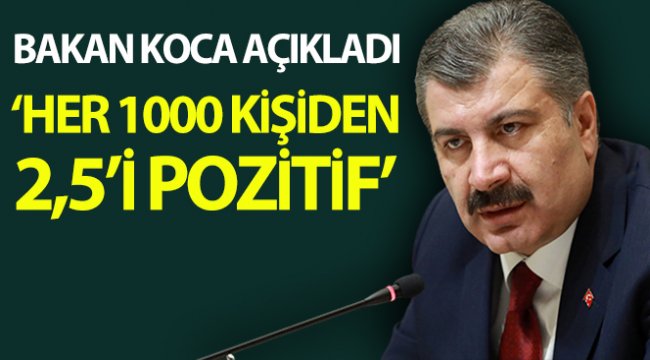 Bakan Koca: '150.000 kişiyle yapılan testten, her 1.000 kişiden 2,5’inde test sonucu pozitif çıkmıştır'