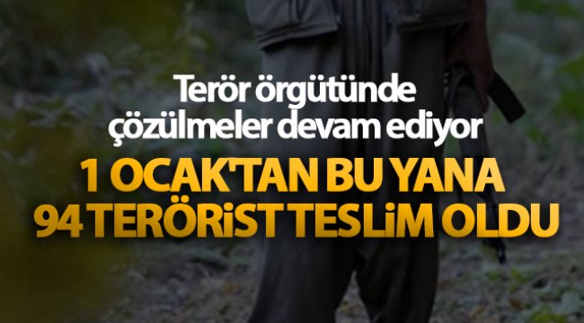 Terör örgütünde çözülmeler devam ediyor! 1 Ocak&#039;tan bu yana 94 terörist teslim oldu