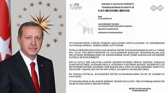 BAŞKAN ERDOĞAN VE MECLİS BAŞKANI ŞENTOP’TAN KUTLAMA MESAJI