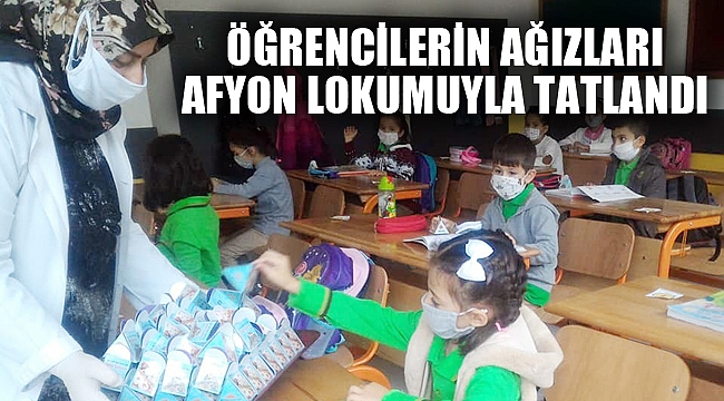 Teneffüste öğrencilerin ağızlarını 'Afyon Lokumu' tatlandırdı