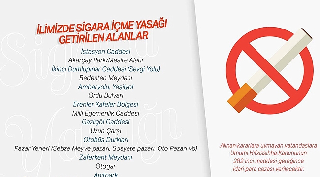 AFYON'DA SİGARA İÇME YASAĞI GETİRİLEN ALANLAR BELLİ OLDU