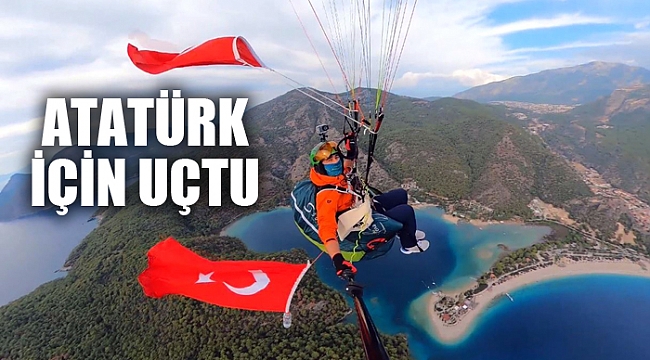 Afyonkarahisarlı yamaç paraşütçüsü &quot;Atatürk&quot; için uçtu