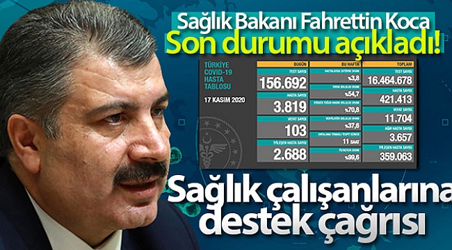 BAKAN KOCA GÜNCEL COVİD-19 TABLOSUNU PAYLAŞTI