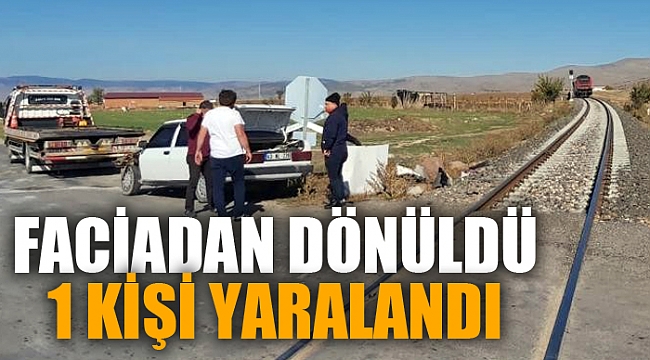 hemzemin geçitte lokomotife çarpan otomobilin sürücüsü yaralandı
