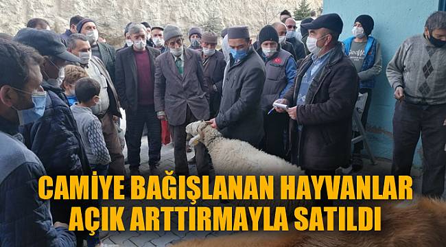 CAMİYE BAĞIŞLANAN HAYVANLAR AÇIK ARTTIRMAYLA SATILDI
