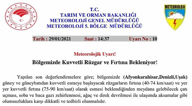 FIRTINA UYARISI