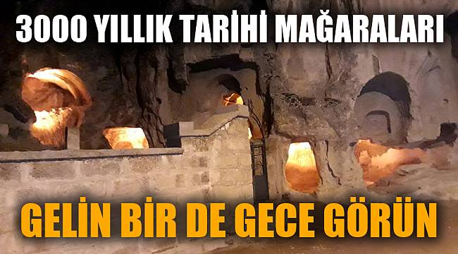 Frigya’daki 3000 bin yıllık tarihi mağaraları bir de gece görün 