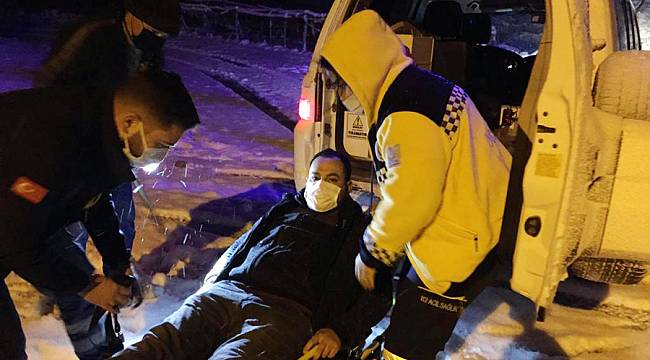 İmdadına kar ambulansı yetişti