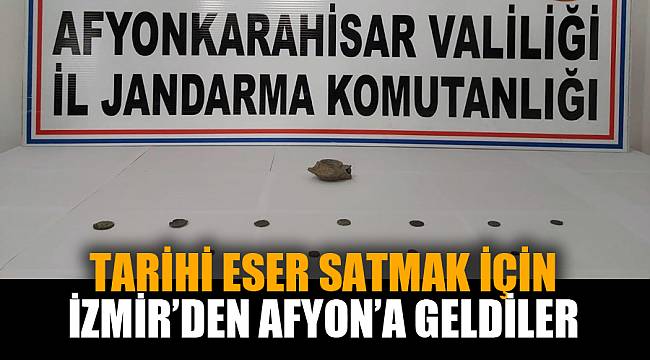 İzmir’den tarihi eser satmak için Afyon’a gelen şahısları jandarma yakaladı