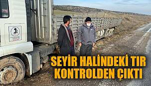 Kontrolden çıkan tır tarım arazisine girerek durabildi 