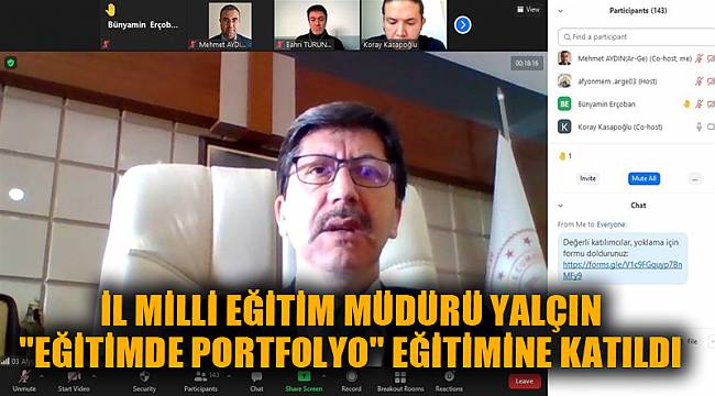 İL MİLLİ EĞİTİM MÜDÜRÜ YALÇIN "EĞİTİMDE PORTFOLYO" EĞİTİMİNE KATILDI