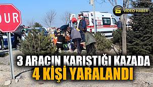 Afyonkarahisar'da kavşakta çarpışan otomobillerde 4 kişi yaralandı 