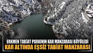 Kar altındaki tabiat seyrine doyumsuz eşsiz manzara oluşturdu 
