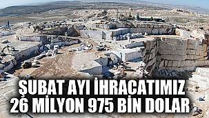ŞUBAT AYI İHRACATIMIZ 26 MİLYON 975 BİN DOLAR
