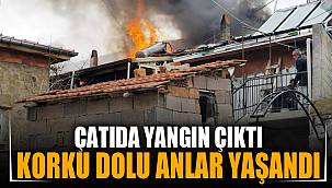 Çatıdaki yangın köylülere korku dolu anlar yaşattı 