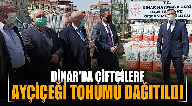 Dinar'da çiftçilere ayçiçeği tohumu dağıtıldı