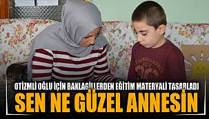 Fedakar anne, baklagillerle tasarladığı materyallerle otizmli oğlunun gelişimine katkı sağlıyor