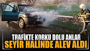 Seyir halindeki otomobil yandı
